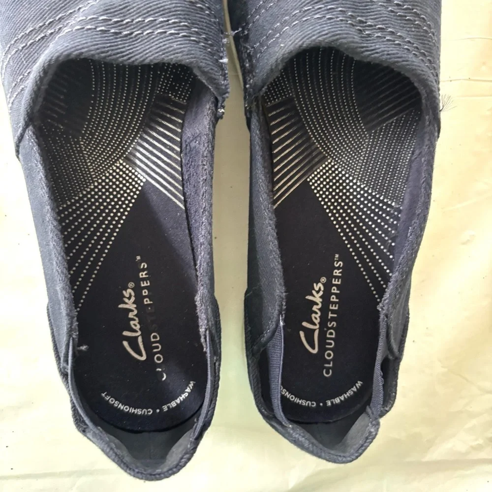 Clarks Cloudstep Breeze Step ll Stretch Slip-On Navy Blue Sneakers SZ 8 Worn 2X - Picture 12 of 14